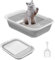 Katzentoilette Flach Groß, Faltbare Katzentoilette Mit Schaufel, Katzenklo Niedrig mit Rand Katzen, Reisetoilette Katze, Katzenklo Flach, Katzenklo Groß, Faltbare Flache Katzentoilette (Grau)