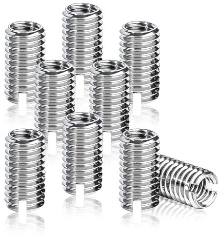 Edelstahl Gewindeeinsätze M8 auf M6 x 15mm, 8 Stück Reduziermutter aus Rostfreiem Stahl mit Kleinen Rille Versehen, Einsatzmutter für Holzmöbel, Formen, Mechanischen Geräten(Silber)