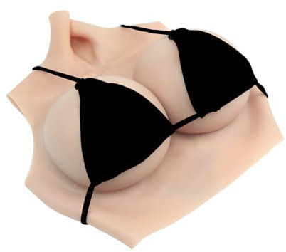 ROANYER Silicone Breast Forms East West Shape Fake Boobs C-H Cup Artificial Breastplate for Crossdresser Transgender Cosplay Drag Queen Costumes (Caucasian, E cup)