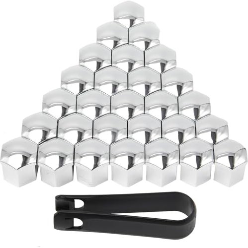 sylbx 20 Pezzi Copridado Ruota 19mm Copribulloni,Copri Bulloni Ruota Universali,Tappi Copridado Ruota,Copribulloni Auto,Copridadi Ruota Compatibili con Tutte Le Marche di Automobili (Argentato)