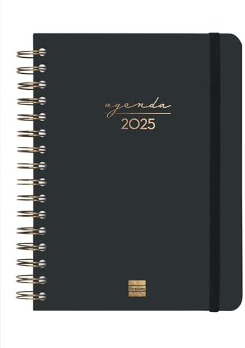 finocam - Terminplaner Spiralbindung Alma 2025 1 Tag oder Seite Januar 2025 bis Dezember 2025 (12 Monate) Schwarz International