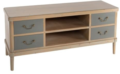 ROCKING GIFTS TV-Möbel aus braunem Holz mit Schubladen in Grau, Aufbewahrungsmöbel für Wohnzimmer, Vintage-Dekoration, 120 cm
