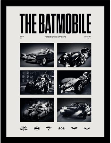 BATMAN 1989 Batmobile Framed Poster (40cm x 30cm) (Black/White)