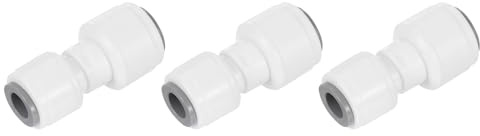 QUARKZMAN Raccordi a Pressione 1/4 OD x 5/16 OD 6-8mm Bianco 3Pz | Raccordi Tubi, Tubi d'Aria Connessione, Rapida Plastica Unione, Dritta Accoppiamento, per Sistema Acqua RO