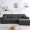 CHOSHOME Corner Sofa with Deep Seat Modular Sectional Sofa with L-Shaped Chaise Modern Plush Corduroy Small Couch for Apartment Living Room Bedroom Double Sofa Bed No Assembly Required (Dark Grey)