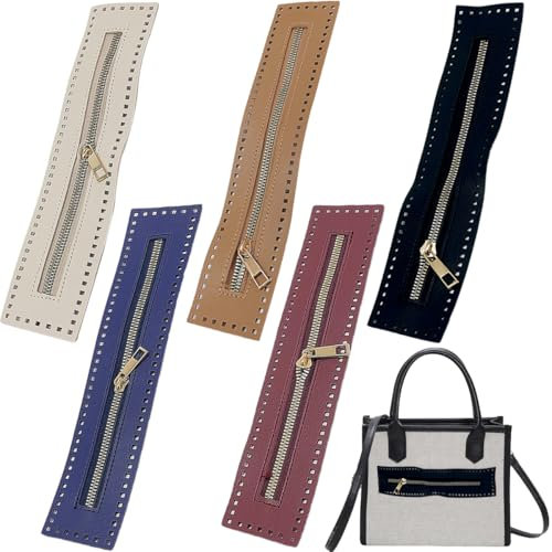 5 pezzi PU pelle cerniera in pelle PU cucito cerniera borsa in pelle PU borsa cucito in pelle cerniera nera borsa cucito cerniera cornici con foro cerniera bulk per borsa fai da te cucito accessori