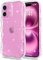 Pepmune for iPhone 16 Plus Case Clear Bling Sparkle Glitter Cover,Soft TPU Curly Wavy Frame & Hard PC Back,Slim Shockproof Wave Phone Case for Women Girls