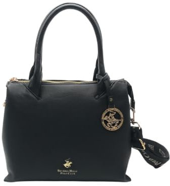 Beverly Hills Polo Club Handtasche mit abnehmbarem und verstellbarem doppeltem Schultergurt, bequem und praktisch, Schwarz