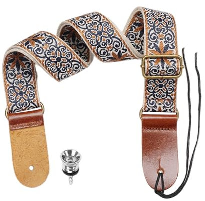 UOPJDD 1 Stück Ukulele -Gurt, Ukulele -Accessoires, Vintage -Muster -Schultergurt, Verstellbarer Riemen.