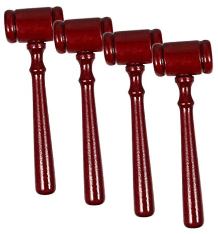 OSALADI 4pcs Judge Hammer Gavel Prop Wooden Hammer Toy for Boys and Girls Role Play Educational Craft Tool Decoration