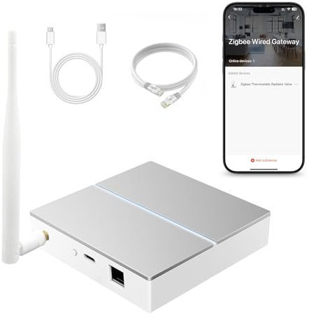 MIUCDA Zigbee Gateway hub mit Antenne und LAN-Kabel (kabelgebunden) Smart Home Bridge Wired Gateway App Fernbedienung Kompatibel mit Alexa & Google Home (nur Surport Smart Life/Tuya Smart Devices)