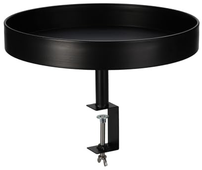 WELL HOME MOBILIARIO & DECORACIÓN Rundes Tablett aus schwarz lackiertem Metall - Ø 36 cm, Tiefe 5 cm - mit Befestigungsschraube