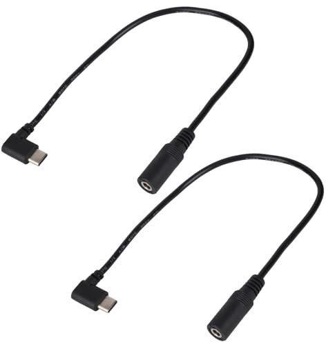 Penitue 2pcs Type-C to DC Adapter for ORORO Jackets and Vests, 7.4V Heated Vest Adapter Cable Replacement for Power Bank Battery Charger with USB C PD3.0 & PD4.0(Black)