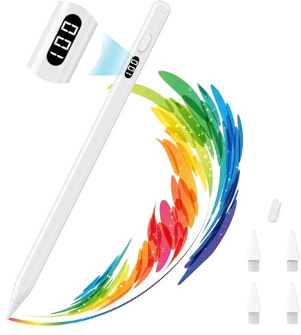 MoKo Penna Stylus Per iPad 2018-2026, Penna USB-C Con Display LED | Sensibilità All'Inclinazione,Rifiuto Del Palmo,Per iPad 11/10/9/8/7/6,Air M4/M3/M2/5/4/3,Pro 13/12.9/11,Mini 7/6/5