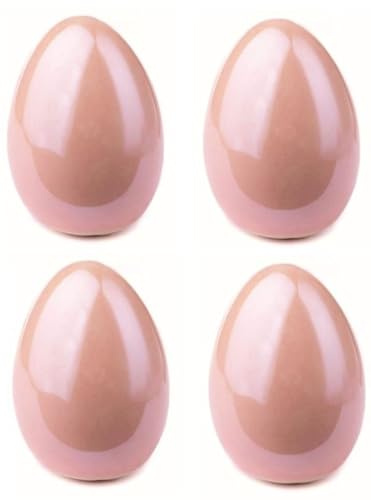 ETC dekoratives frühlingshaftes Dekoei Keramikei Osterei aus Keramik hochglänzend in frischem rosa in 2 Größen (4 x klein)