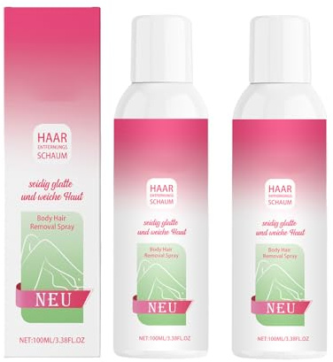 Body hårborttagningsskum 100 ml – effektiv hårborttagning utan rakning för kvinnor och män – snabb, smärtfri och långvarig – hudvänlig – för alla hudtyper (2, 100 ml)