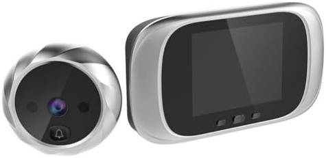 NIYANGLE Spioncino Smart Digitale Telecamera Wifi e Funzione Scatto Foto, Materiale Plastico Argento, Memoria Rotativa per Sicurezza Porta