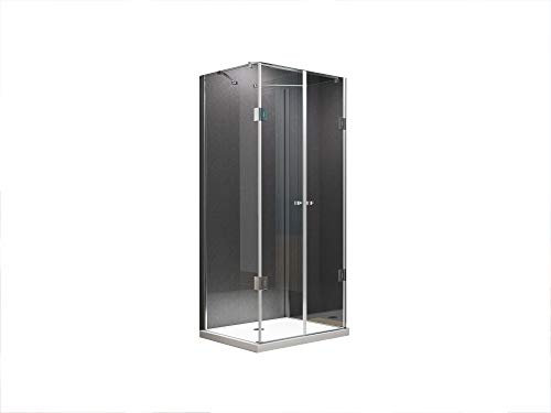 BuyLando.Shop [Typ-Emma] U Form Duschkabine - Dusche - ESG - Pendeltüren - Variationen (120x90x195cm + Duschwanne + Ablauf)