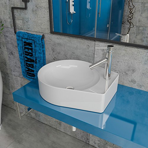 Design Keramik Waschbecken Waschtisch Waschschale Aufsatzwaschbecken Aufsatzwaschtisch Gäste WC Becken KBW391 BxTxH: 50x40x12,5cm