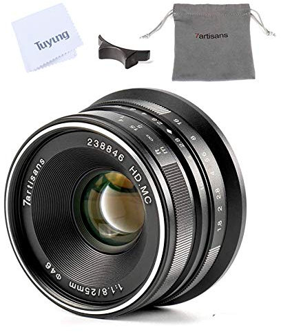 7artisans 25 mm F1.8 Manueller Fokus Objektiv für Panasonic und Olympus Kameras Micro M4/3 Mount – Schwarz