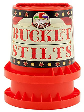Indy - Jester Bucket Stilts, Eimerstelzen, Topfstelzen, Laufdollis, Laufstelzen, Kinderstelzen, Kinder-Becherstelzen, Laufbecher, Ausgleich Stelzen für Kinder (Rot)