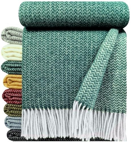STTS International Wolldecke Wohndecke Tagesdecke Schurwolldecke 100% Schurwolle Woll-Plaid 140 x 200 cm Tirol Grün (K)