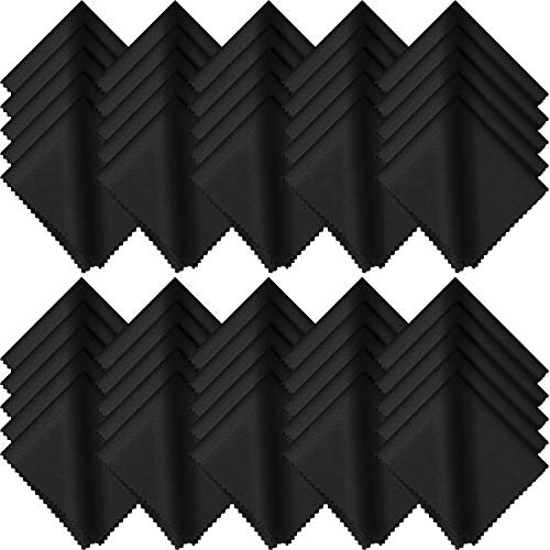 50 Stück Mikrofaser-Reinigungstücher 17,8 x 15,2 cm Bildschirm-Reinigungstücher für Smartphones, Laptops, Tablets, Objektive, LCD-Monitor, TV, Kamera, Brillen, optische Reinigungstücher, schwarz