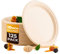 Beeleeve Einweg-Pappteller aus Bagasse, rund, biologisch abbaubar, robust, starres Design, nachhaltig und lebensmittelecht, natürliche braune Farbe, 125 Stück