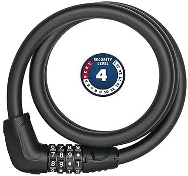 ABUS Serratura a cavo Tresor 6412C - combinazione, regolabile individualmente Cavo in acciaio con rivestimento plastica Livello di sicurezza 4 120 cm, nero