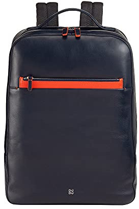 DUDU Zaino Porta PC fino a 16” in Pelle Vera da Uomo, Zaino da Lavoro da Viaggio Elegante Grande Capacità Con Supporto Trolley Navy