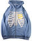 Frauen Zip Up Hoodies Goth Skeleton Rib Cage Graphics Y2K Harajuku Neuheit Sweatshirt (Blau, L)