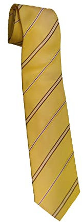 Krawatte, aus 100 % Seide, hergestellt in Italien, 8 cm, Farbe Gelb mit braunen Streifen, italienisches Gewebe
