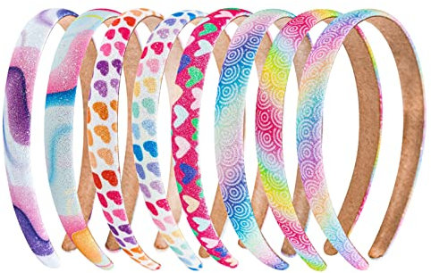 Nenjindz 8 Pièces Serre-Tête Fille Arc-En-Ciel Bandeaux Enfant avec Cœur Serre Tete Paillette,Multicolore Accessoire Serre Tete Paillette Fille pour Pâques Fête Anniversaire