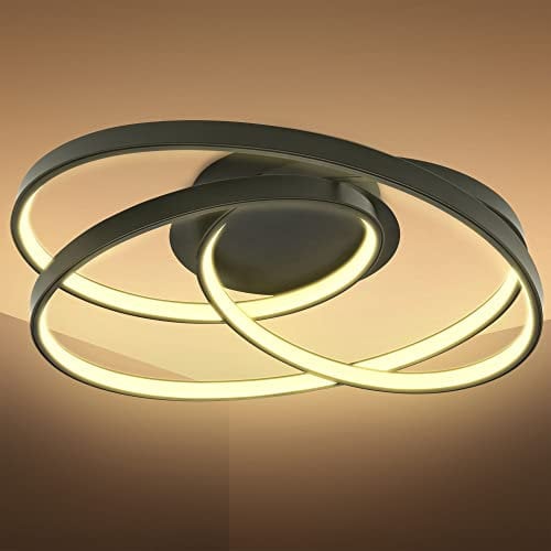 B.K.Licht - LED Deckenlampe mit warmweißer Lichtfarbe, geschwungenes Design, 35 Watt, 4600 Lumen, LED Deckenleuchte, Lampe, Wohnzimmerlampe, Schlafzimmerlampe, Küchenlampe, 39x39,5x14,5 cm, Schwarz