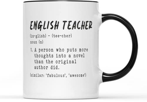 Tasse à café avec inscription « English Teacher Definition » – Tasse à thé et café humoristique – Idée cadeau pour les élèves (poignée noire)