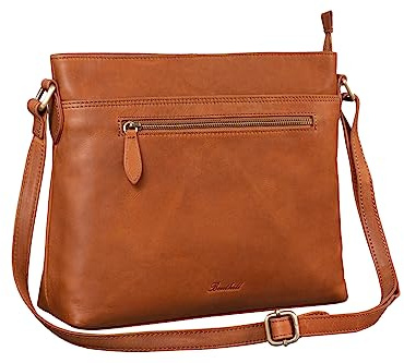 Benthill Handtasche Damen Leder - Tasche aus echtem Rindsleder - Schultertasche mit Reißverschluss - Vintage Umhängetasche, Farbe:Braun
