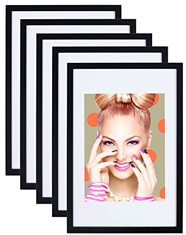 IDEAL TREND 3er 5er Set Holz Bilderrahmen Lifestyle Plexi Foto Rahmen Collage Wanddeko Poster S111: Farbe: 5er Pack Schwarz | Format: 40x50