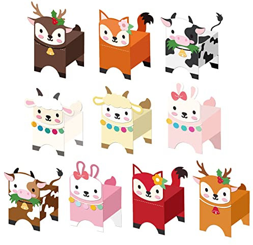 INFUNLY 3D-Tier-Stanzformen DIY-Geschenkbox Stanzformen Für Die Kartenherstellung Niedliches Kaninchen Fuchs Süßigkeitenbox Metallstanzungen DIY-Geschenkverpackung Für Weihnachten Halloween Partys