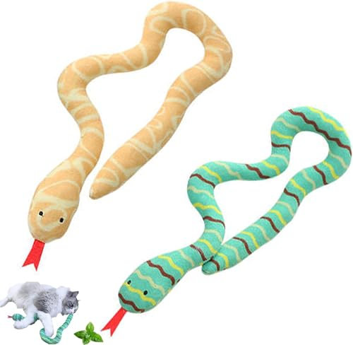 YUDANSI Catnip serpente giocattoli per gatti al coperto 2pack, giocattolo animale colorato con erba gatta per il gioco dei gattini, peluche per la caccia al gattino e la pulizia dei denti