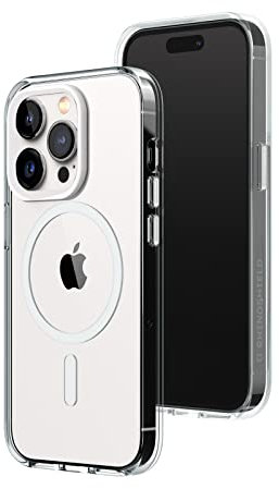 RhinoShield Clear Case kompatibel mit MagSafe für [iPhone 14 Pro]|Überragende Magnetstärke, Vergilbungsresistenz, Kristallklar, optimaler Schutz und personalisierbar - Weiß Kamera-Ring