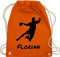 Turnbeutel Rucksack - Geschenke Handball Zubehör - Handballer Silhouette mit Name - Unisize - Orange - für tasche personalisiertes beutel turnsack stoffbeutel sportbeutel turnsackerl