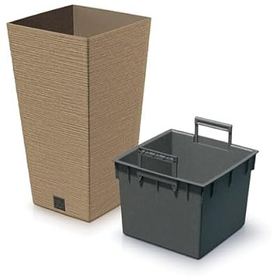 Gardening Naturally Fora Flowerpots, Stylish and Durable Plant Pots for Indoor and Outdoor Use (Tall Square Pot 20cm - Natural)