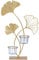 Teelichthalter H34cm Ginkgo Gold Metall Kerzenhalter Kerzenständer Tischdeko Deko Wohndeko