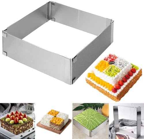 Backrahmen Rechteckig Verstellbar Tortenring Eckig - Backform Eckig Verstellbar Backrahmen Tortenrahmen Hoch 5cm, 15-28cm Rechteckiger Tortenring Kuchen Zum Backen Dekorieren Backblech Umrandung