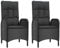 vidaXL Gartenstühle 2 STK. Poly Rattan Schwarz