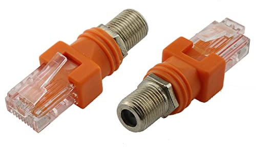 MEETOOT RF auf RJ45 Konverter 2 Stück Koaxial auf Ethernet Adapter F Buchse auf RJ45 Stecker Koaxial Barrel Kupplungen Adapter