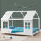 [en.casa] Kinderbett Tostedt Hausbett Jugendbett Bettenhaus Spielbett Halboffenes Design Montessori Bett aus massiver Kiefer Bettgestell Holz 90x200cm Weiß