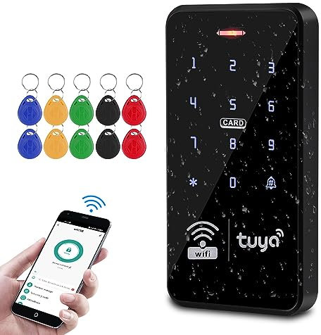 FUSYTULY Tastiera WiFi Tuya Controllo Accessi IP68 Impermeabile Controller di Accesso RFID 125KHz 13.56MHz Dual Frequency Touch Keyboard System + 10pz Portachiavi
