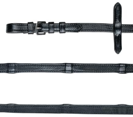 WALDHAUSEN Gummi-Lederzügel X-Line schwarz 16mm mit Lederstegen