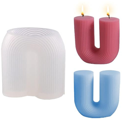 ARONRAVE Kerzen U förmig Silikon Formen, Silikonform Kerzenhalter U-Förmige Kreative Kerzenhalter Zementform Handgemachte Kerzenform Kerzen Formen für Handwerk Ornamente (B)